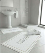Luxury Embroidered Egyptian Cotton Towel & Bath Mat Set