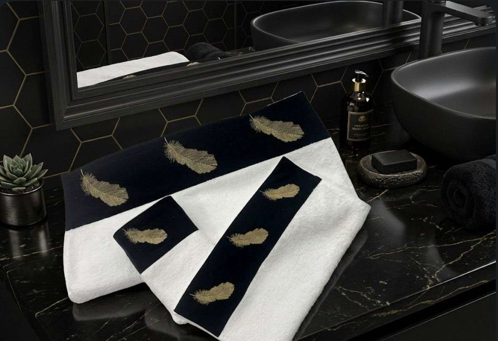 Reesh Embroidered Egyptian Cotton Towel & Bath Mat Set