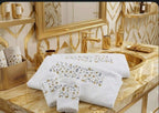 Big Dots  Embroidered Egyptian Cotton Towel & Bath Mat Set