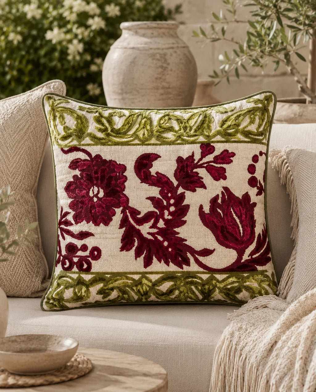Laleh printed velvet cushion
