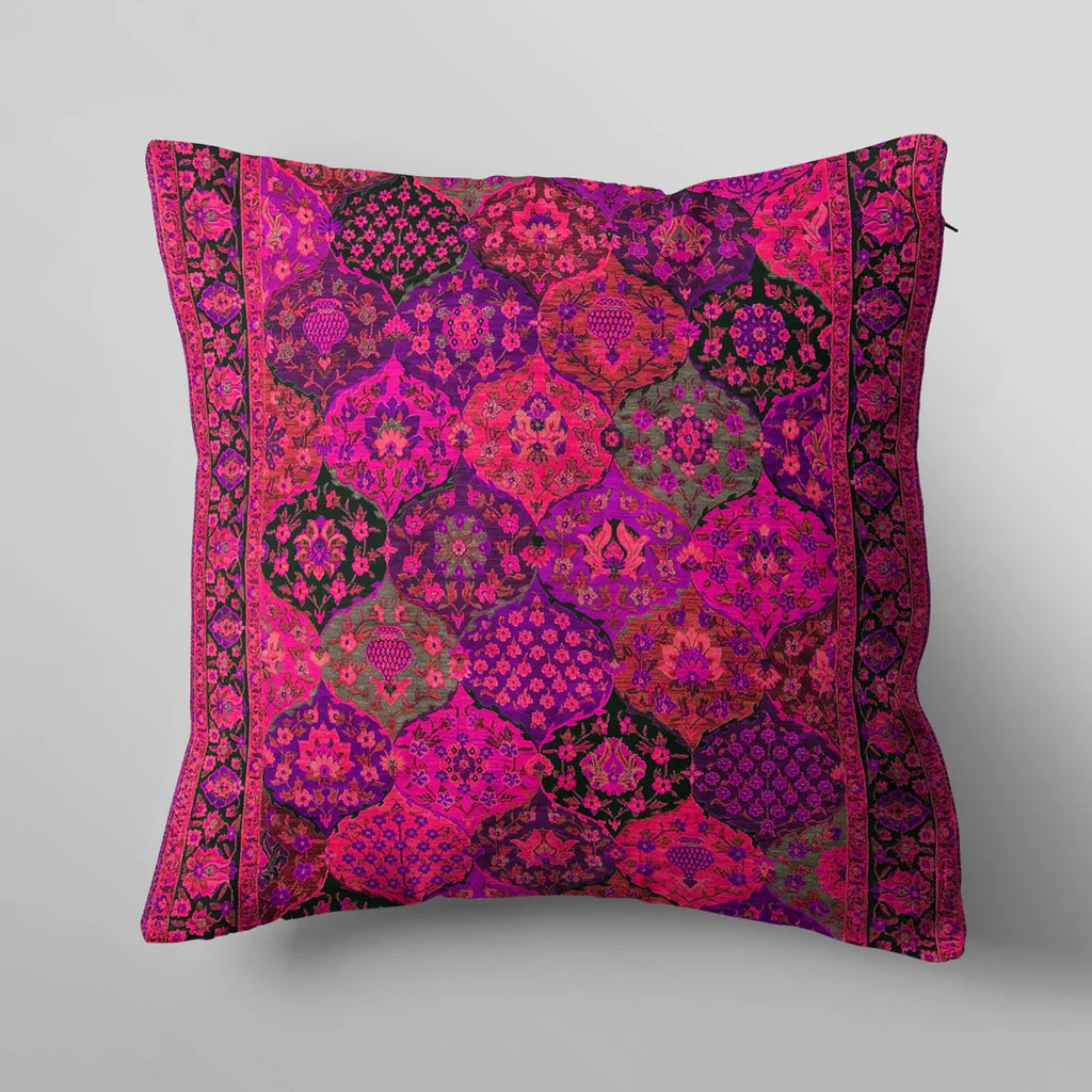 Vibrant Pink Persian Pattern Cushion Cover