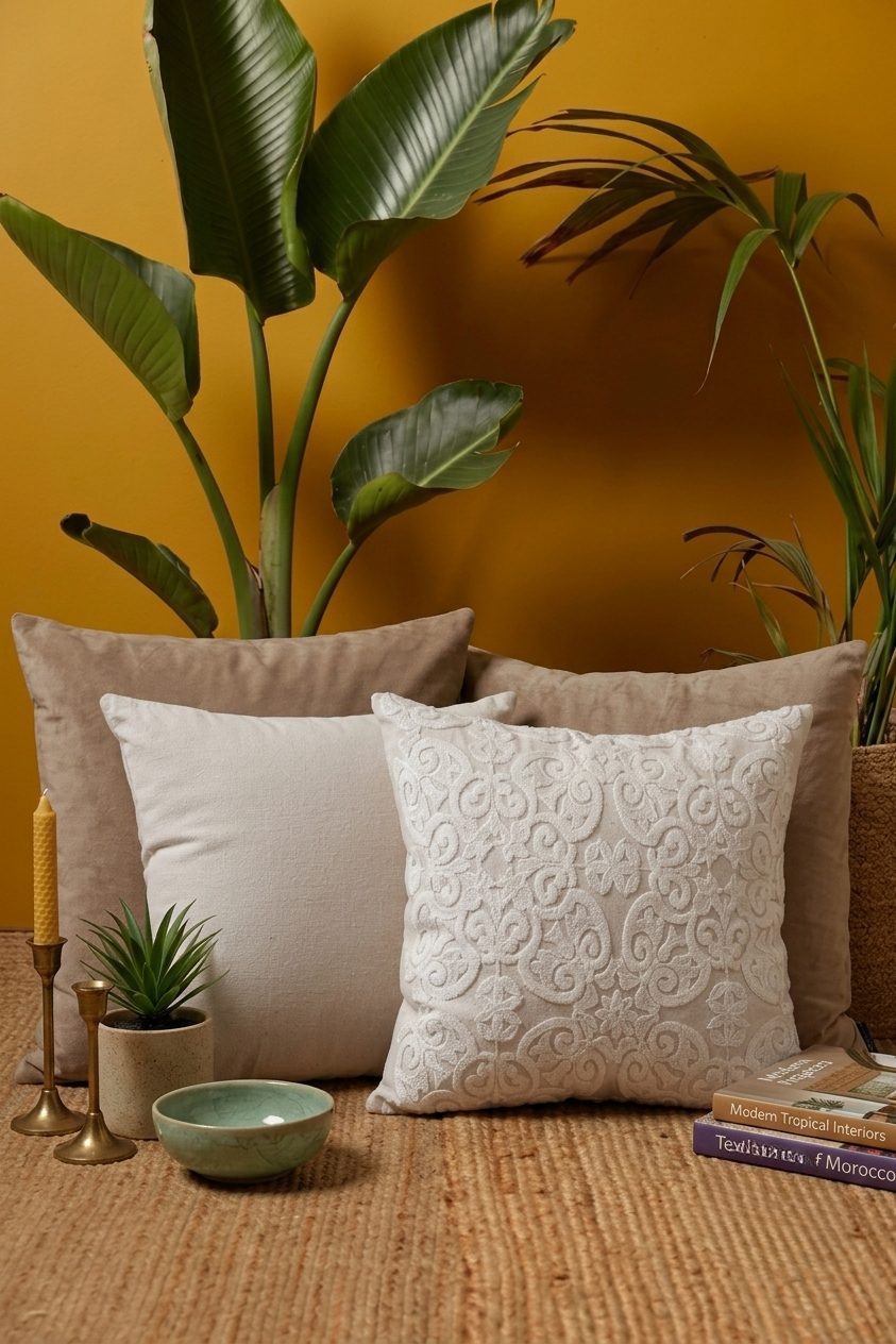 White Arabesque Cushion Cover