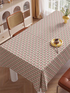 Pink & Green Floral Print Cotton Tablecloth