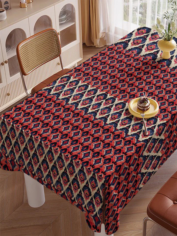 Red And Navy Blue Diamond Print Tablecloth