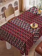 Red And Navy Blue Diamond Print Tablecloth
