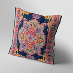 Navy Blue Oriental Geometric Pattern Cushion Cover