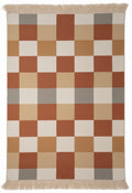 Brown Checkered Corner Wool Kilim Rug