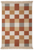 Brown Checkered Corner Wool Kilim Rug