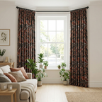 Black & Orange Paisley Curtains