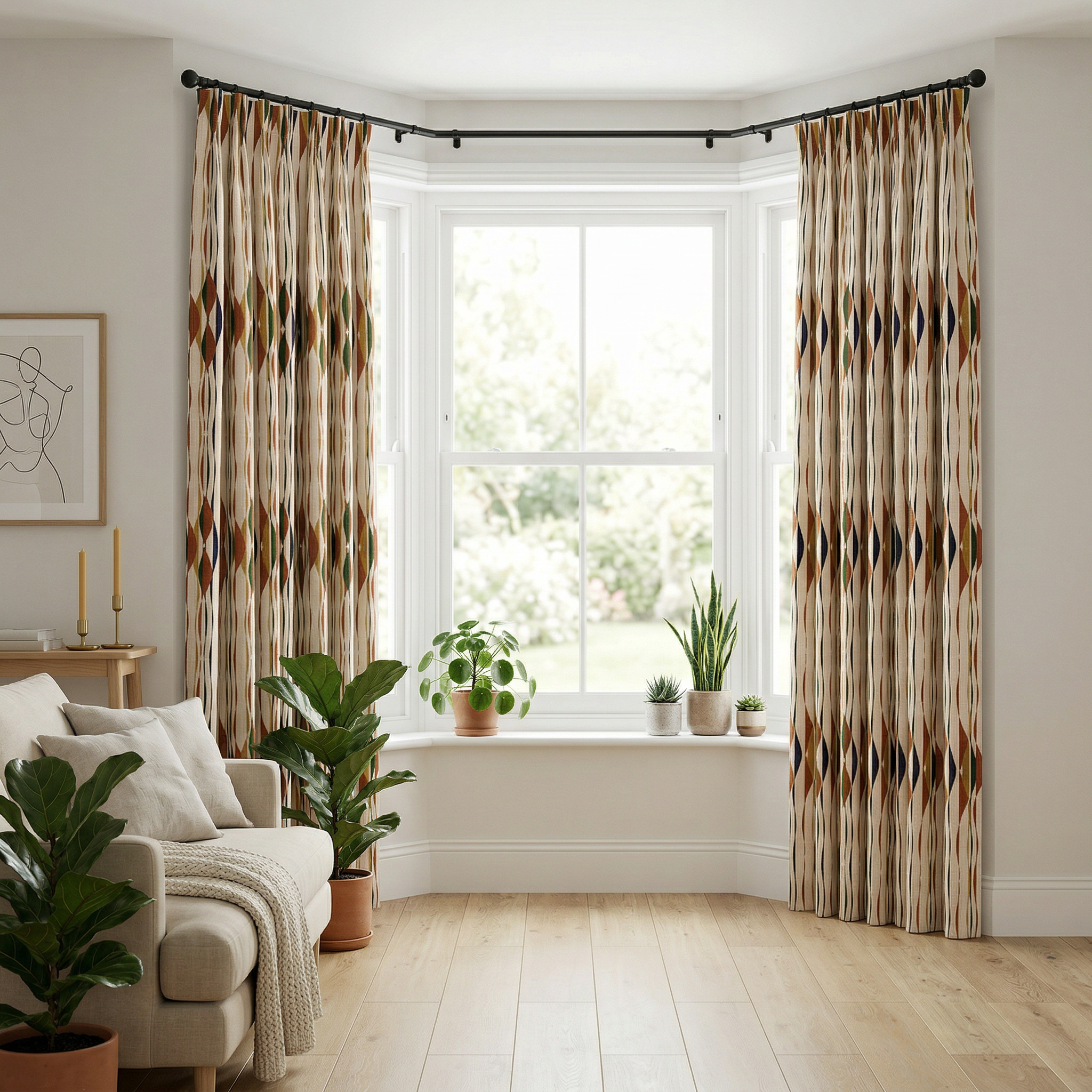 Abstract Wavy Patten Curtain Curtains