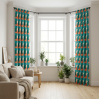 Small Design Blue And Orange Curtains