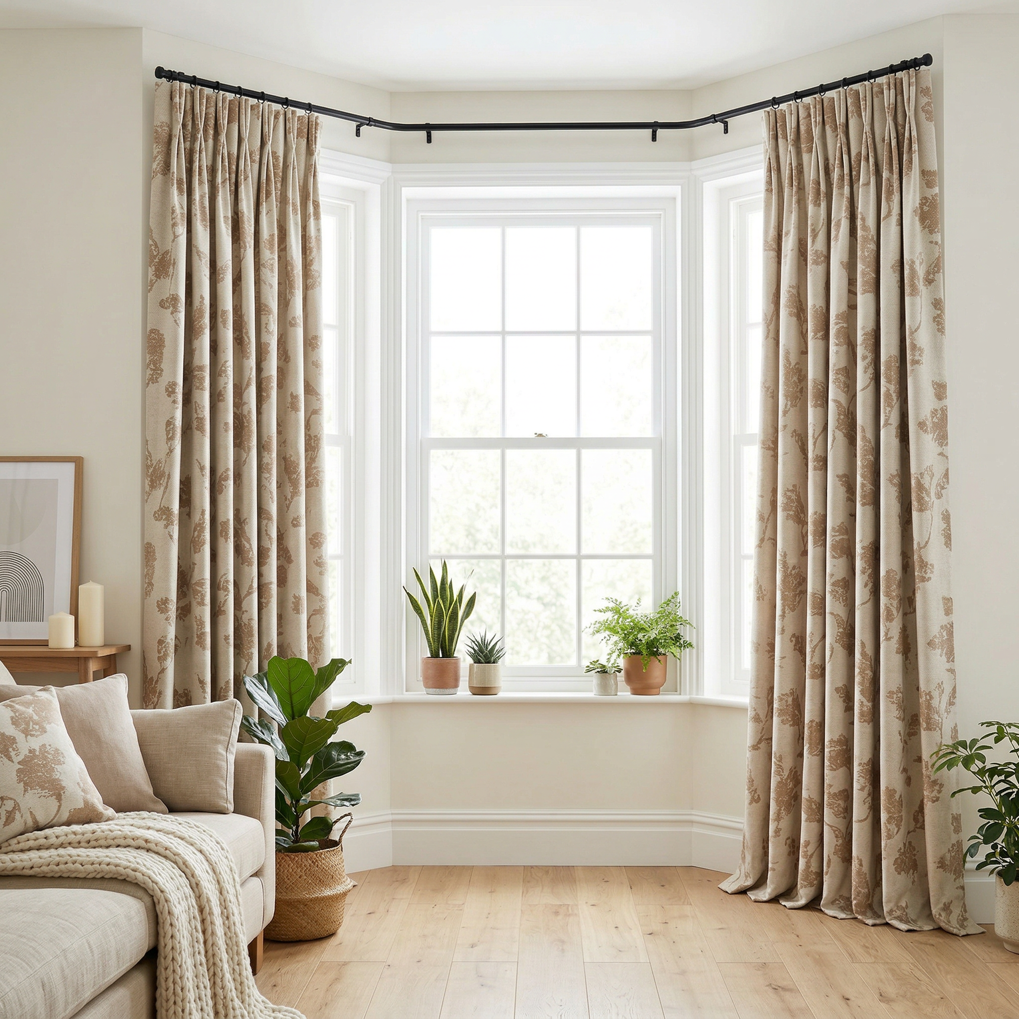 Dusky Floral Leaf Curtains