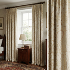 Cream & Gold Jacobean Floral Brocade Curtains