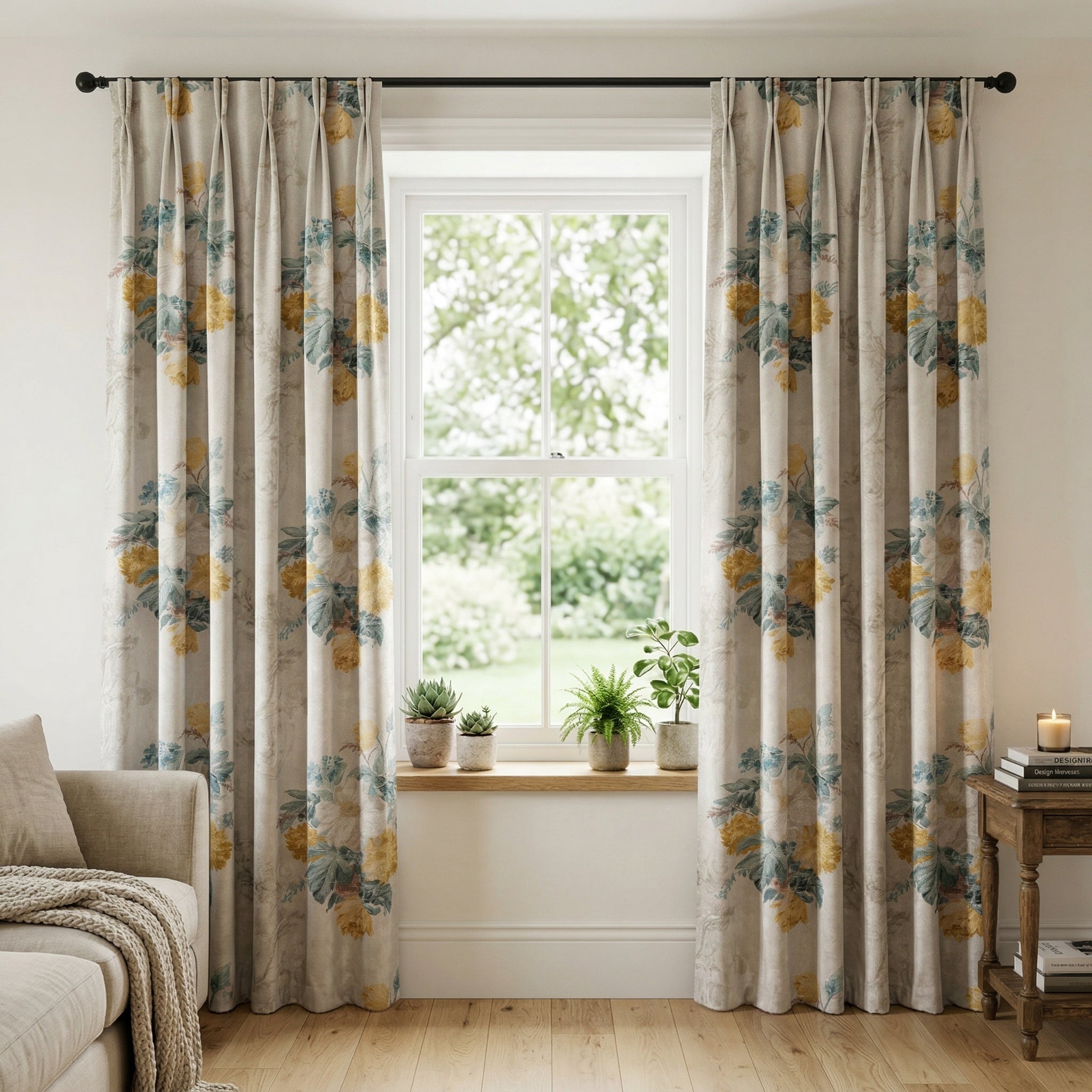Magenta Floral Statement Curtains