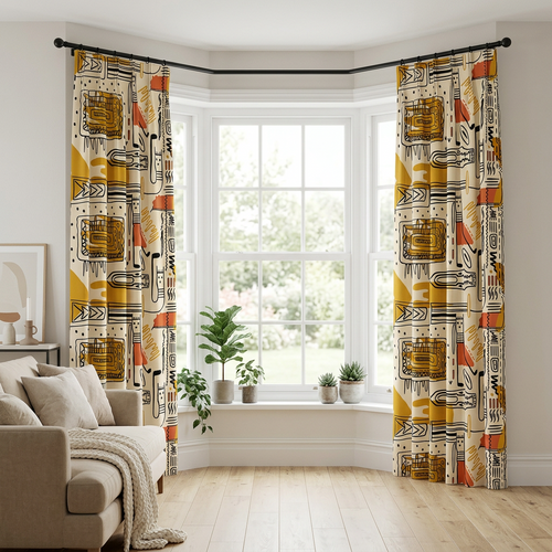 Abstract Tribal Doodle Curtains
