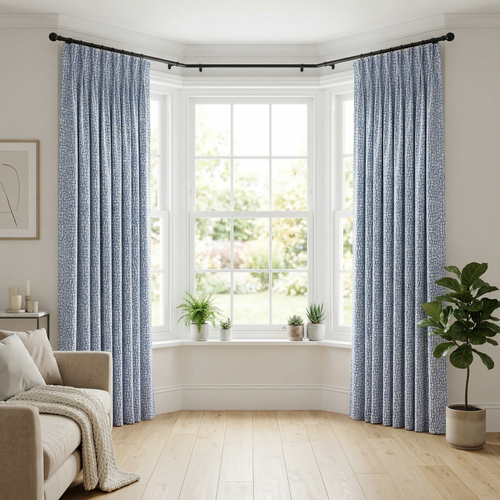 Blue Geometric Squares Curtains