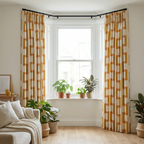 Dixon Yellow Geometric Linen Curtains