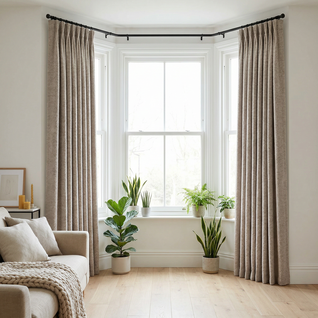 Natural Chunky Ribbed Knit Textured Curtains
