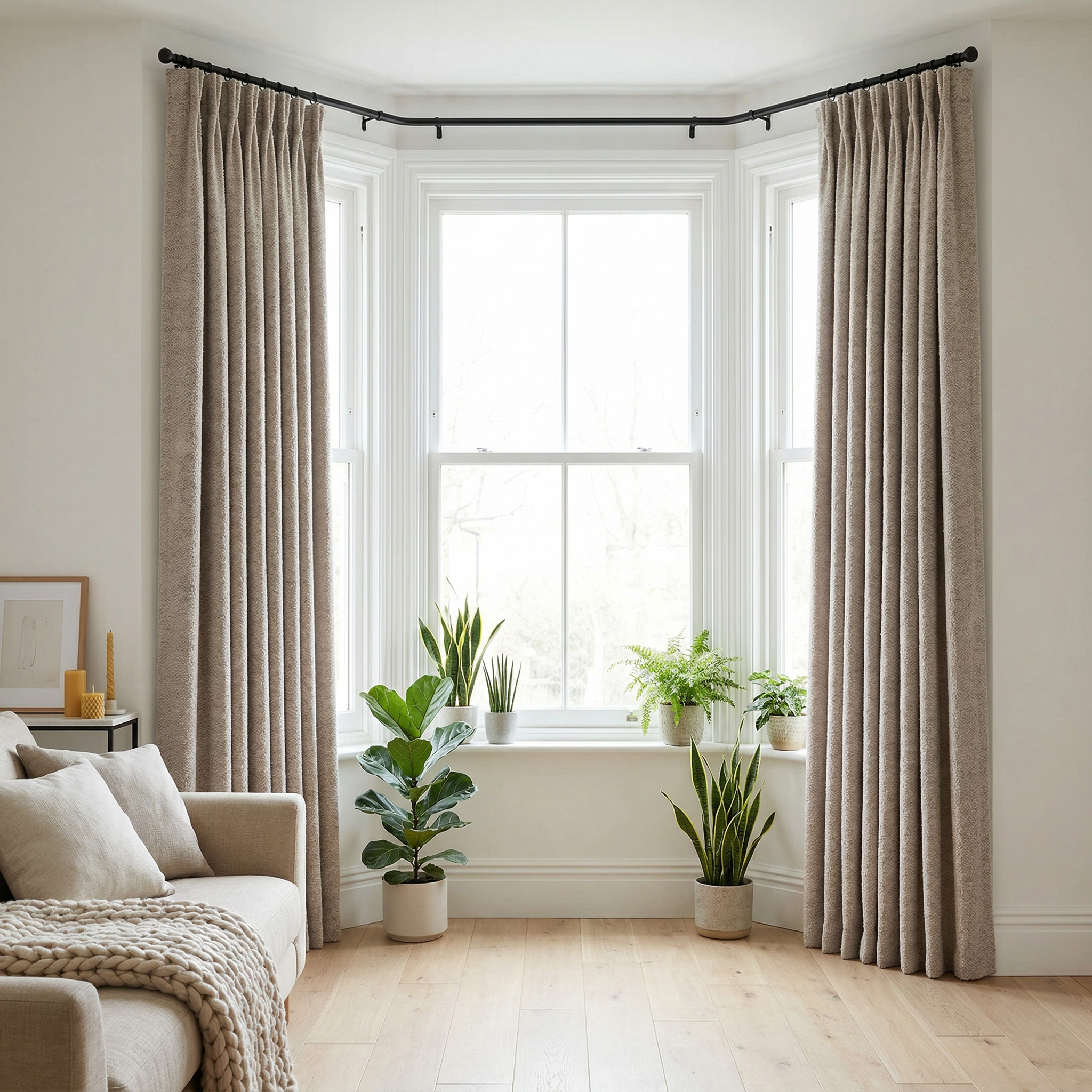 Natural Chunky Ribbed Knit Textured Curtains