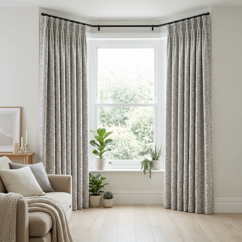 Abstract Grey Crackle Curtains