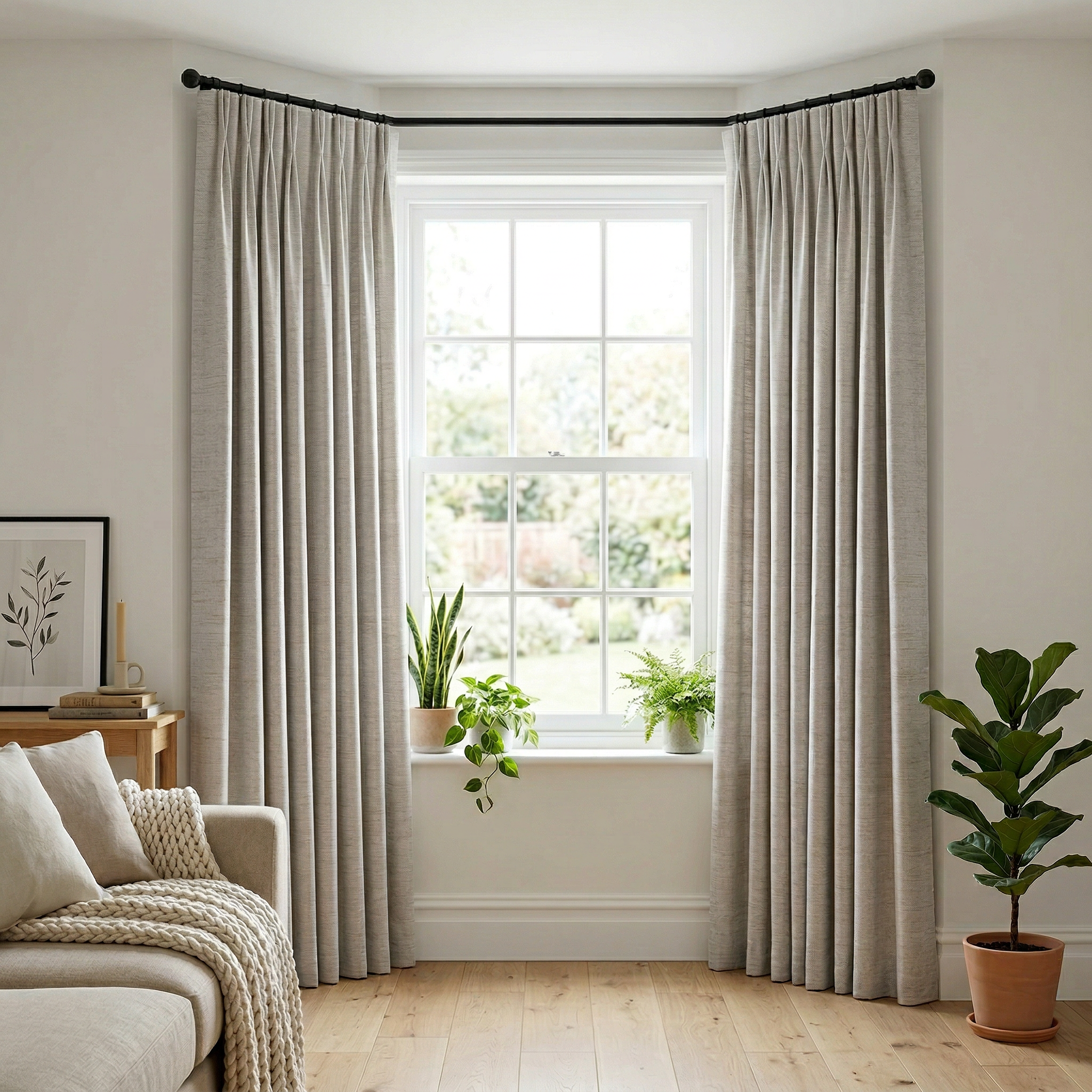 Sophisticated Oatmeal Shimmer Textured Curtains