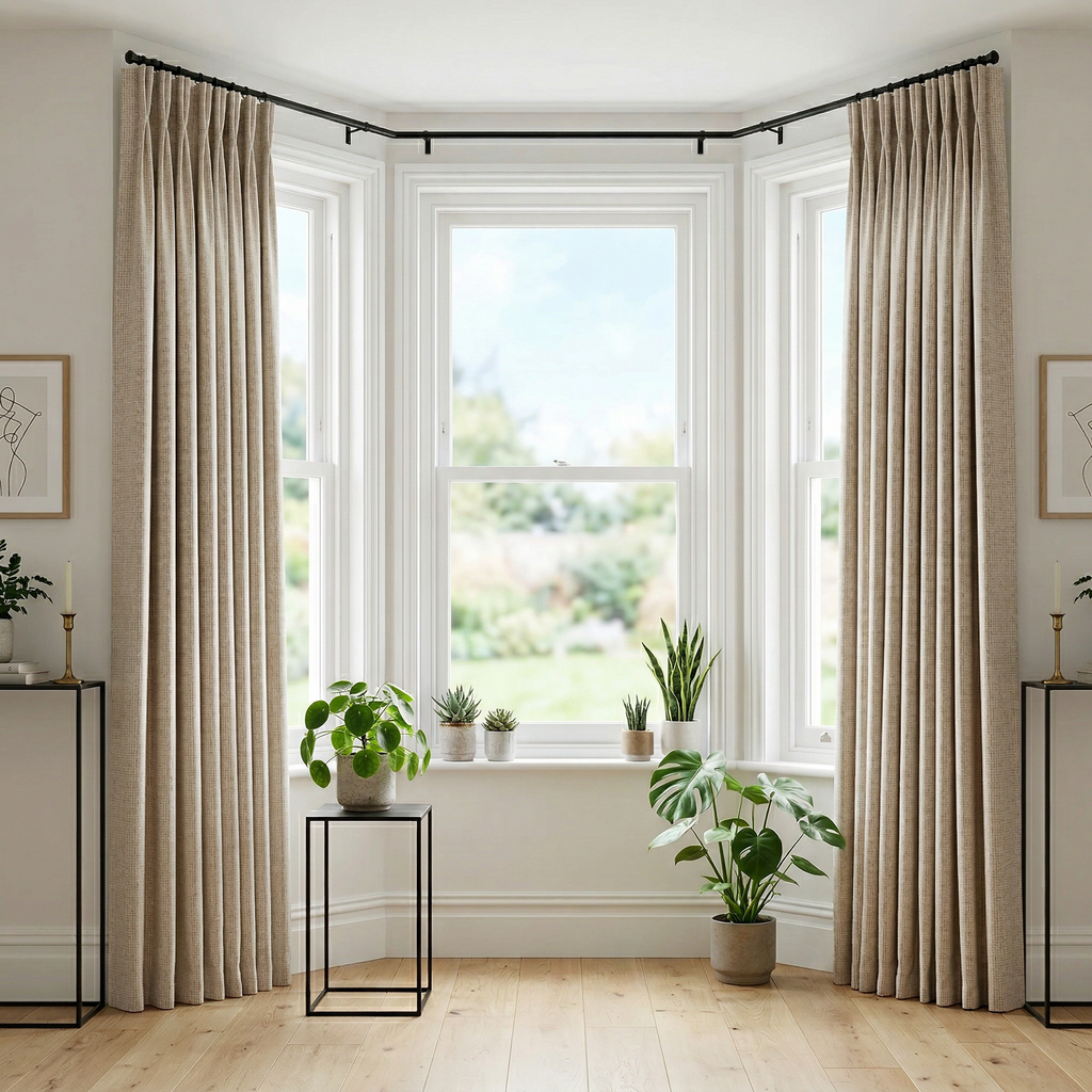 Natural Oatmeal Linen Look Textured Curtains