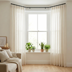 Square Grid Linen Effect Net Curtains