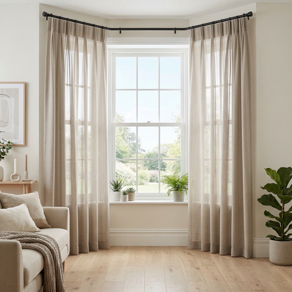 Fine Mesh Textured Tulle Semi Sheer Curtain