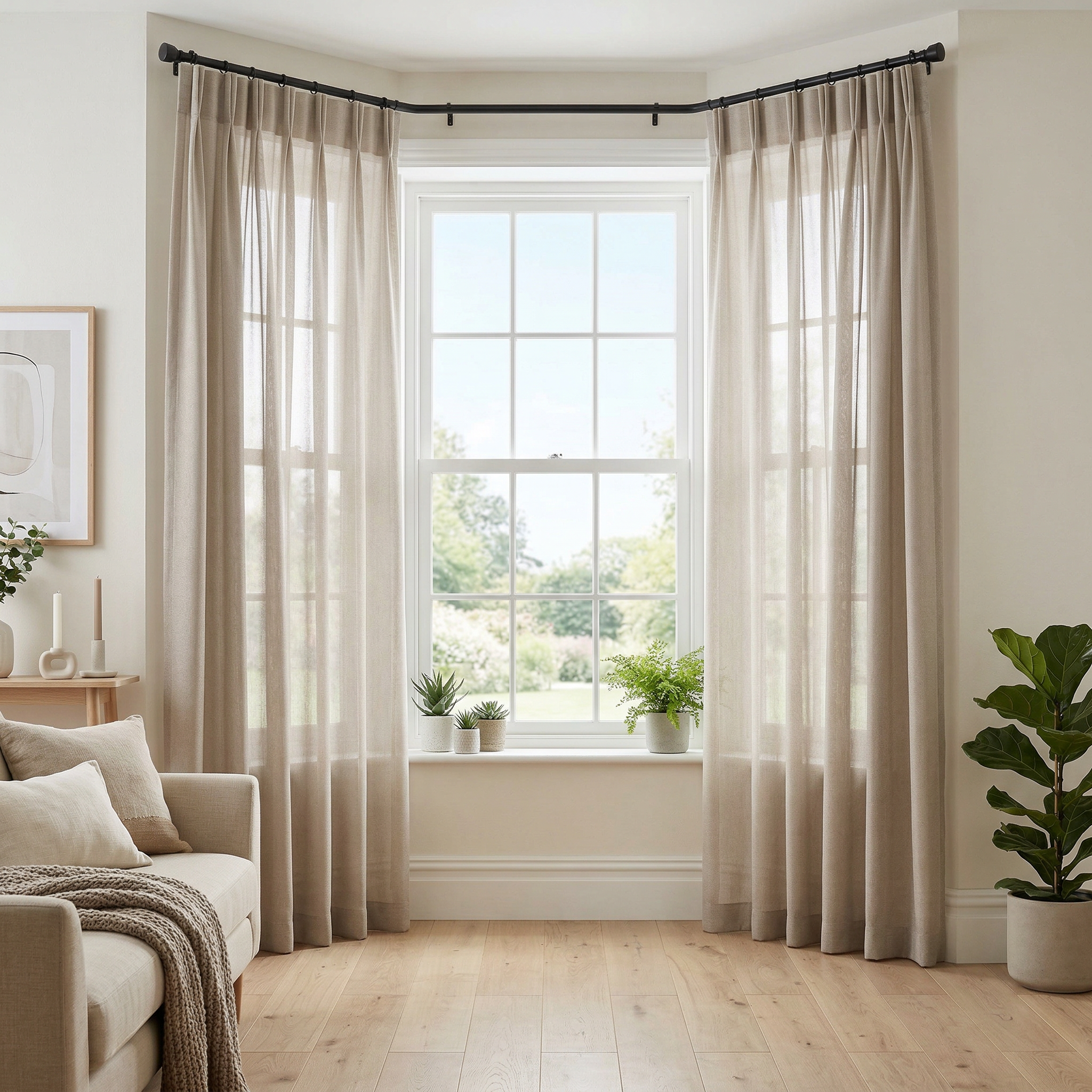 Fine Mesh Textured Tulle Semi Sheer Curtain