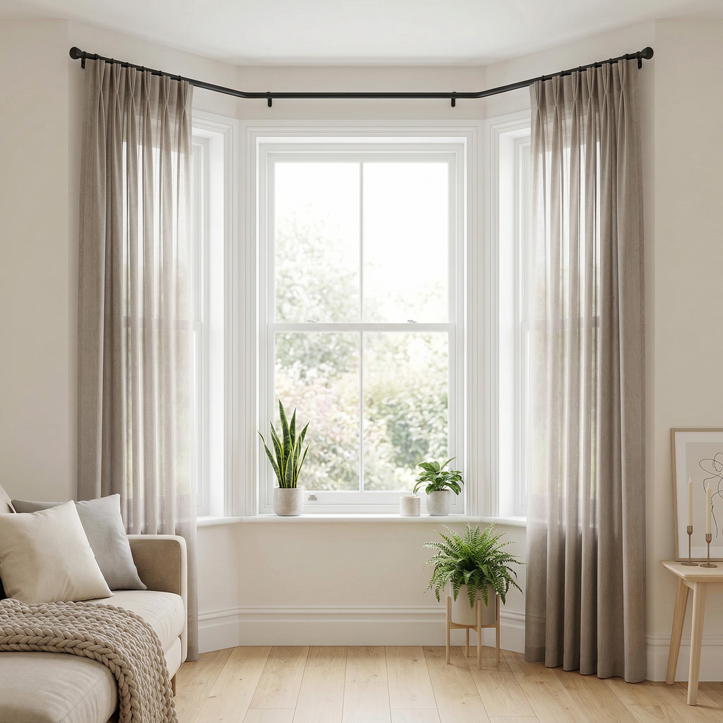 Elegant Stone Grey Textured Slub Tulle Curtain