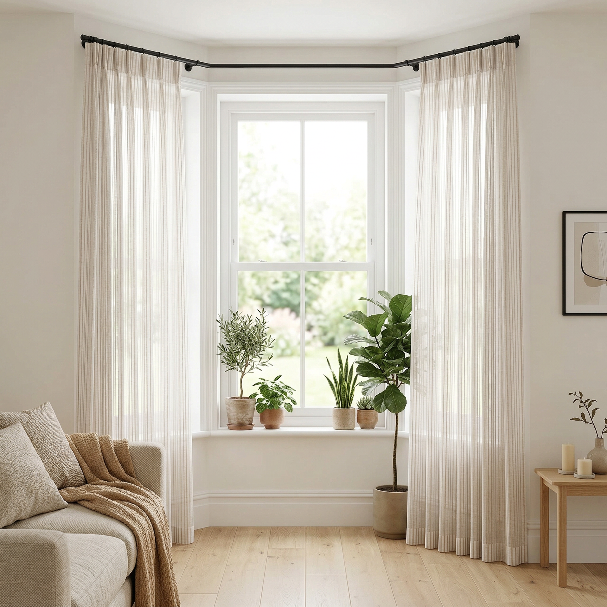 Vertical Stripe Linen Blend Cotton Curtains