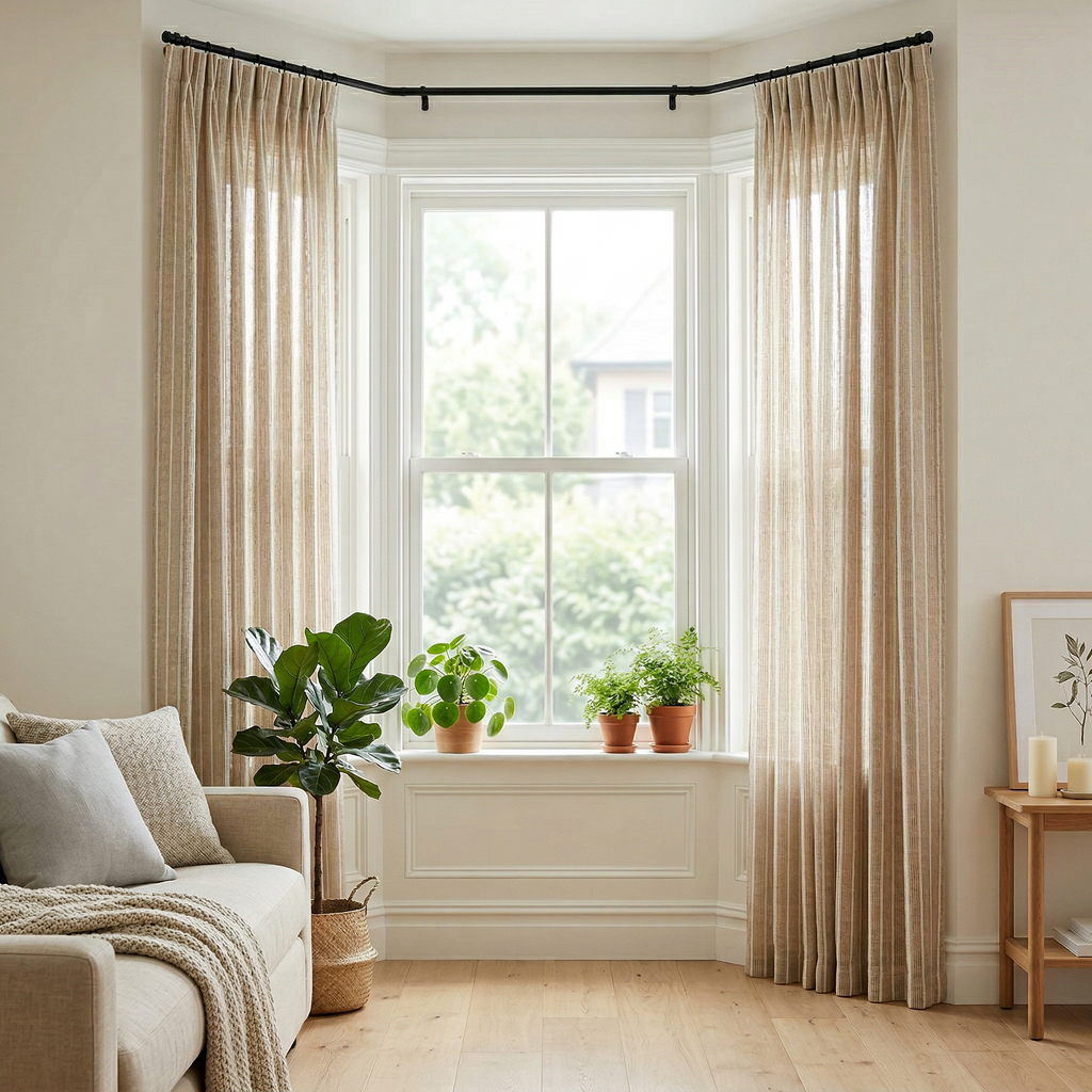 Textured Slub Linen-Cotton Striped Curtain