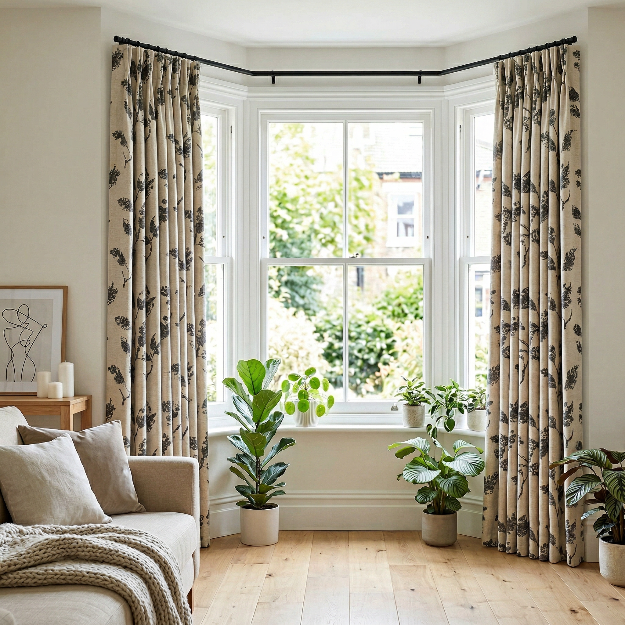 Dusky Floral Leaf Curtains