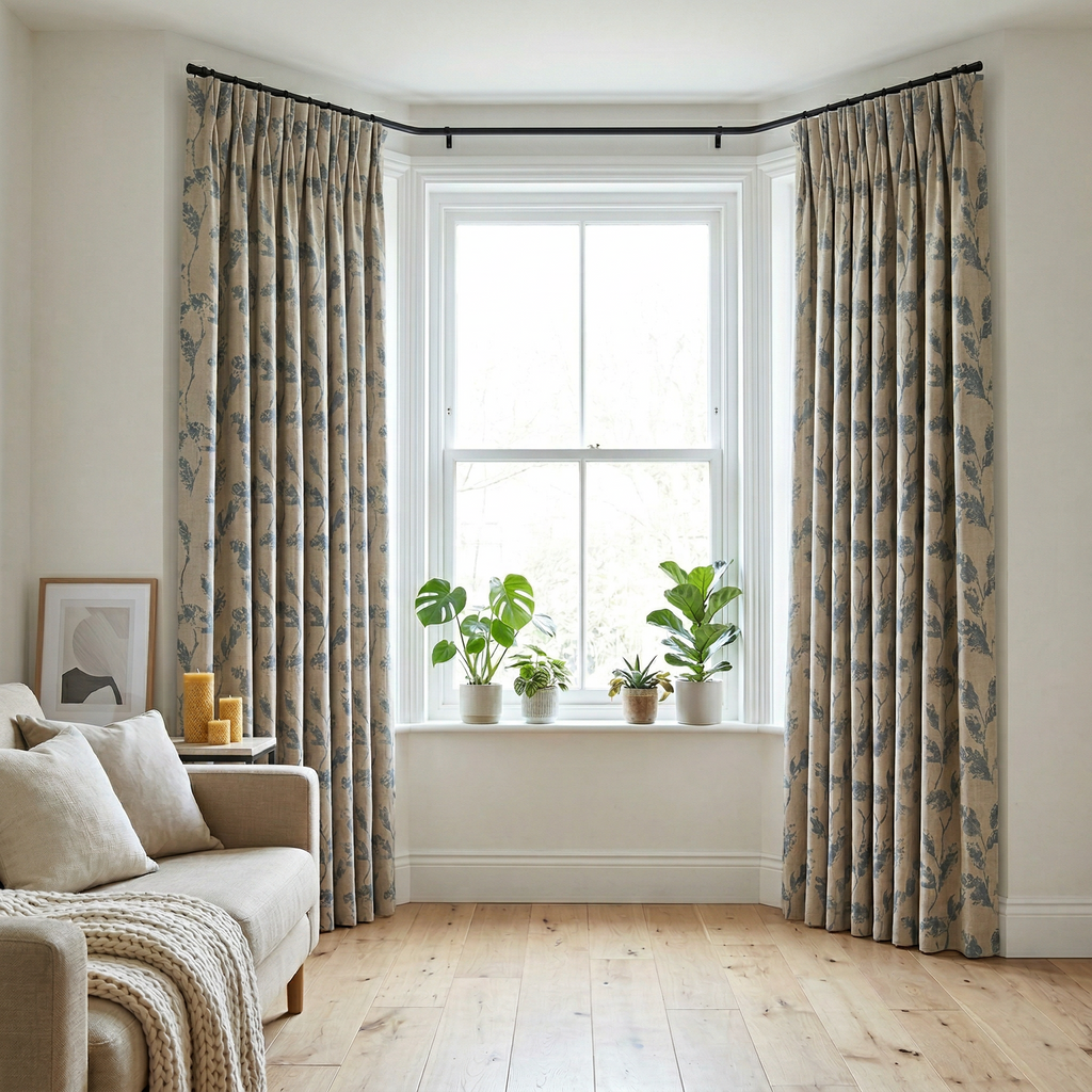 Dusky Floral Leaf Curtains