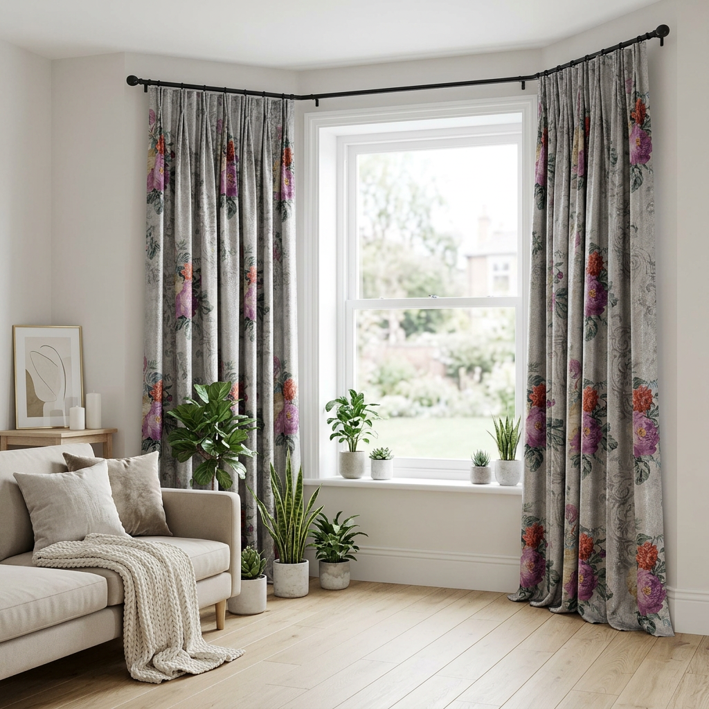 Magenta Floral Statement Curtains
