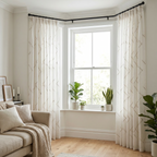 Luxury Embroidered Geometric Linen Blend Sheer Curtains