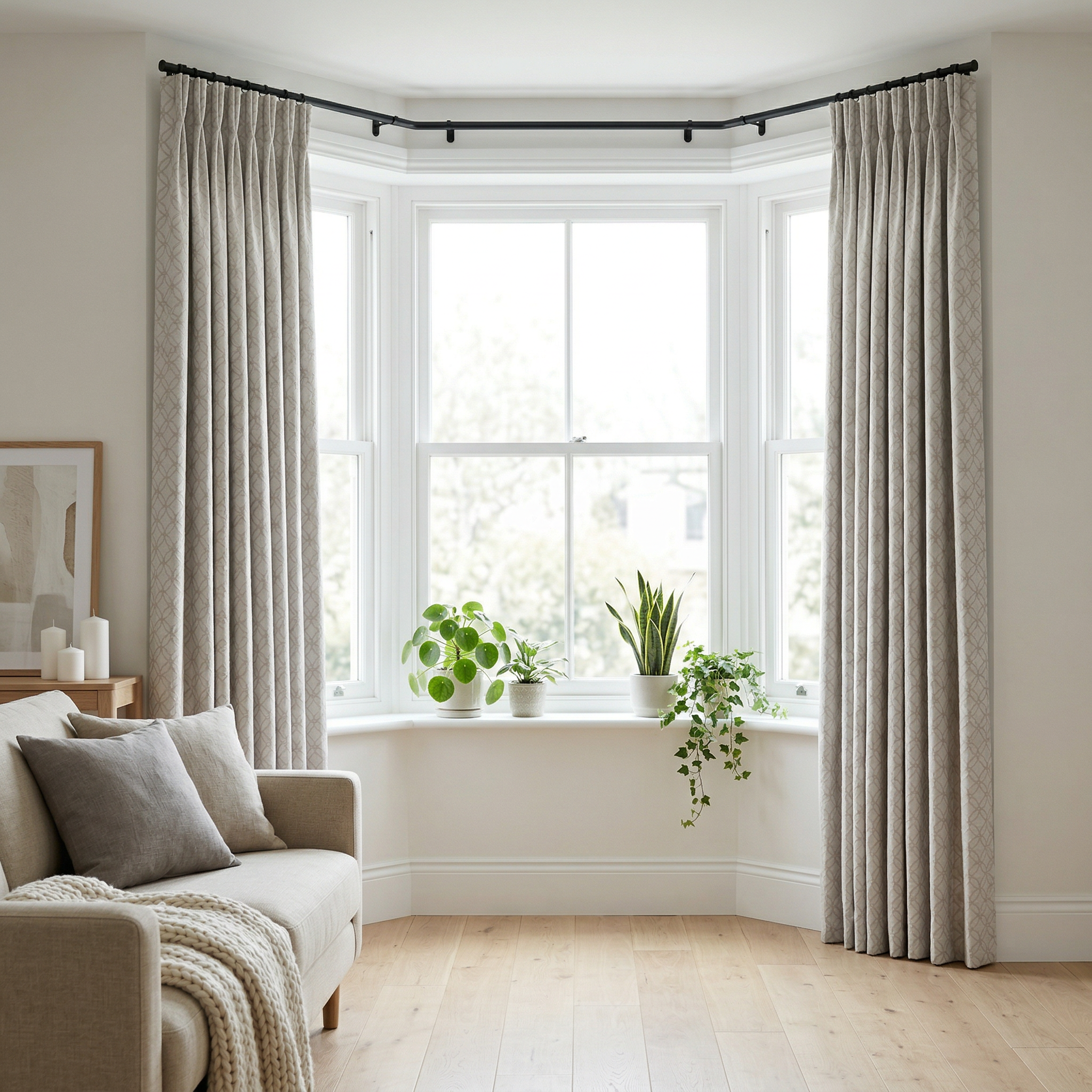 Modern Champagne Gold Trellis Geometric Curtains