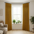 Mustered Yellow Fabric With White Curtains