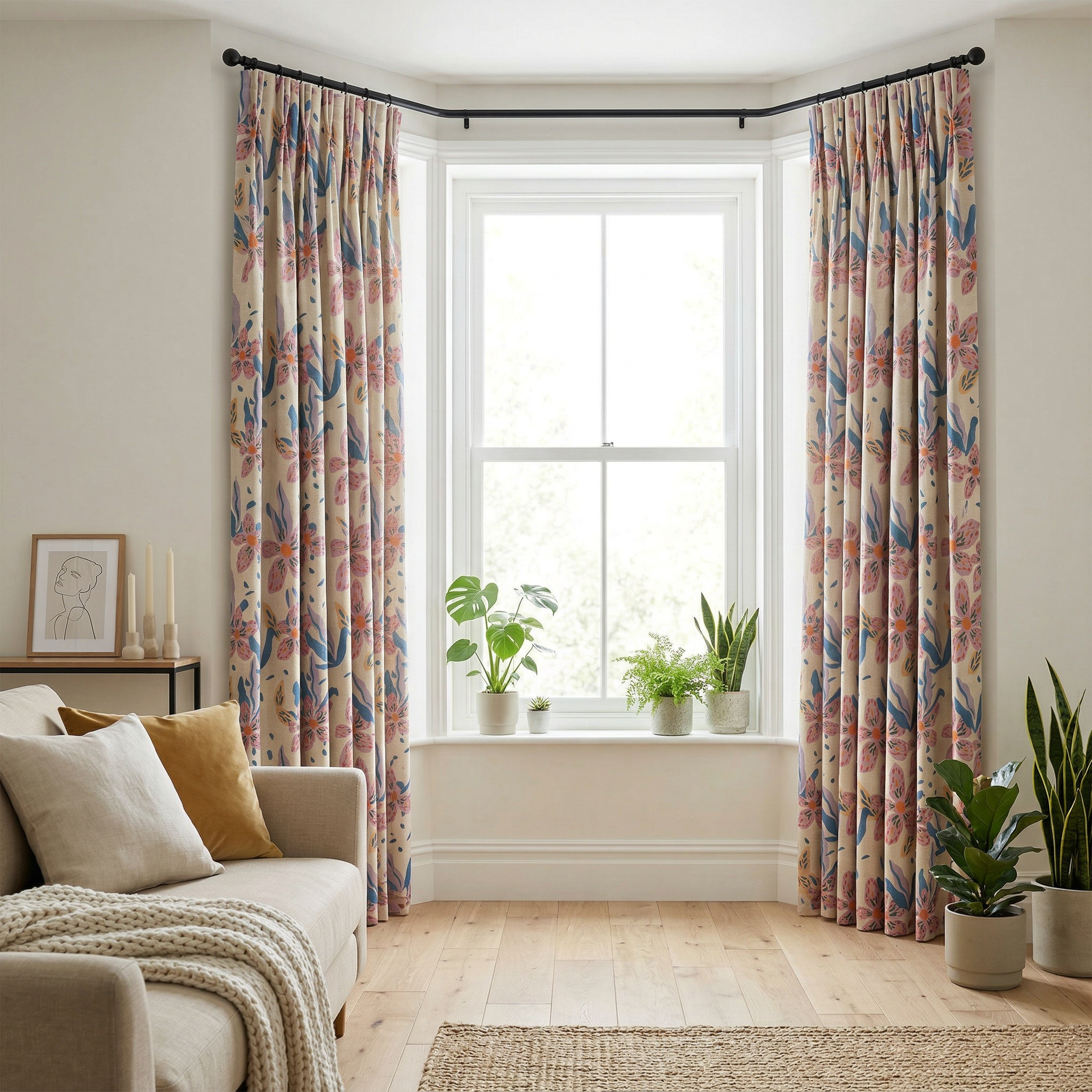 Abstract Floral Pattern Curtains