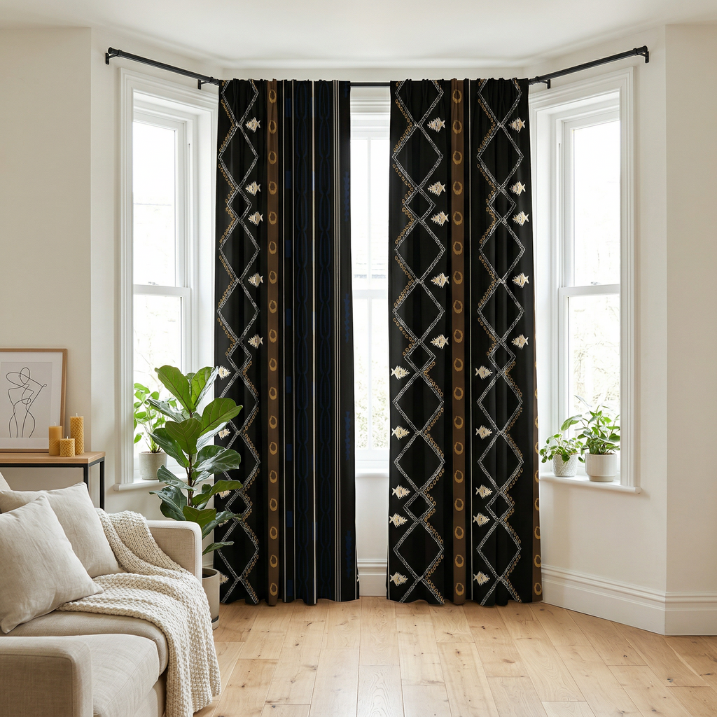 Contemporary Black And Gold Curtains