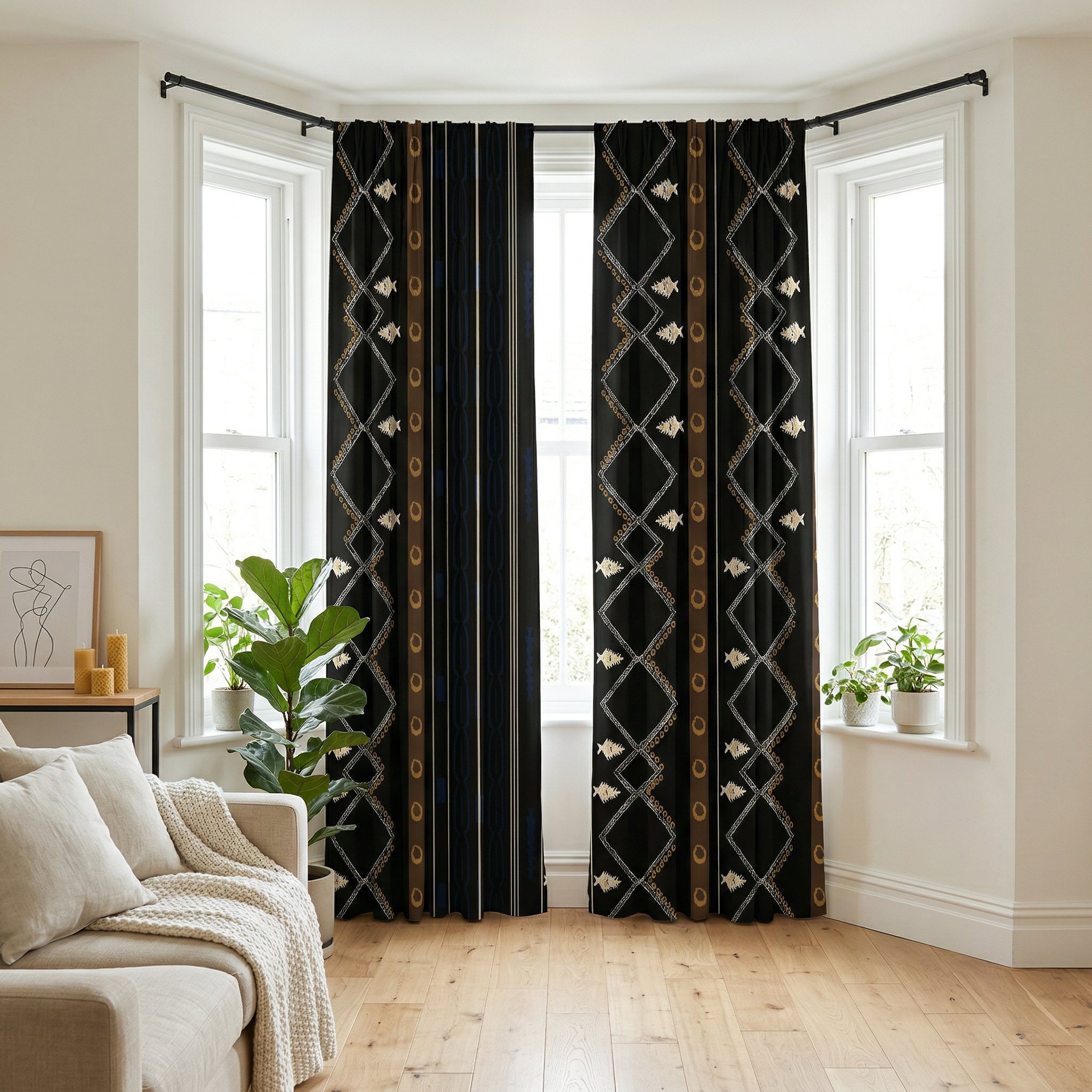 Contemporary Black And Gold Curtains