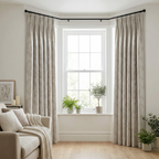 Elegant Off-White Botanical Leaf Embroidery Curtains