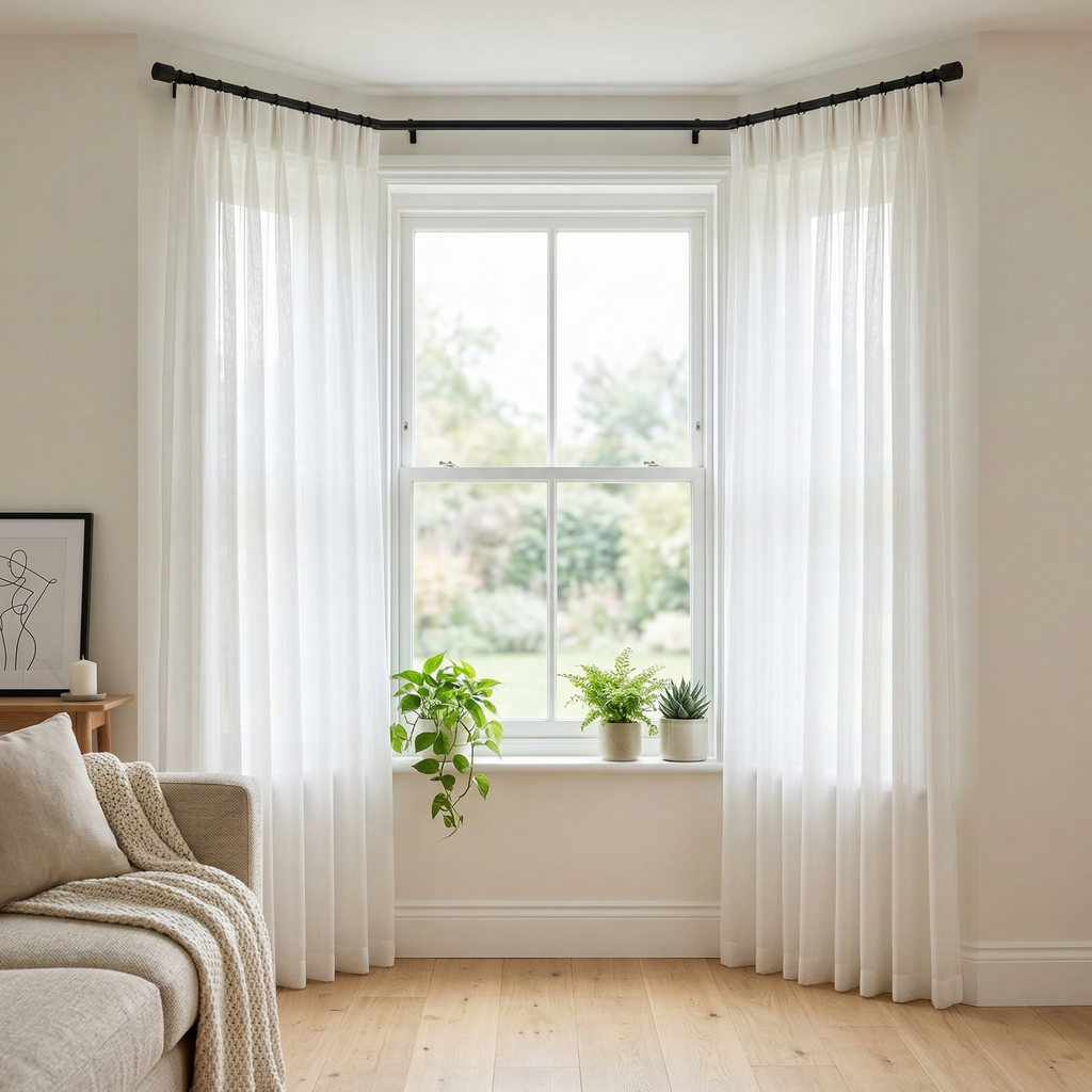Fine Mesh Textured Tulle Semi Sheer Curtain