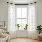 Botanical Leaf Embroidered Voile Curtains