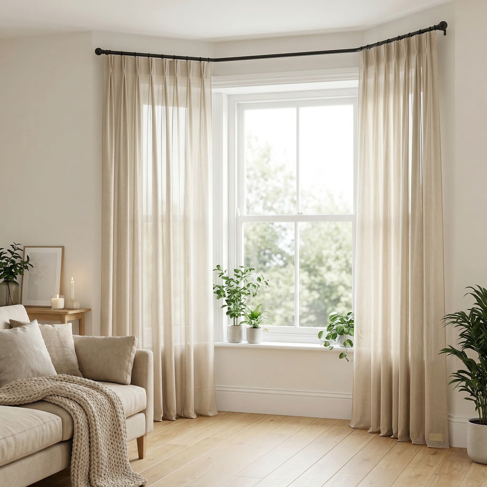 Mink Distressed Slub Tulle Sheer Curtains