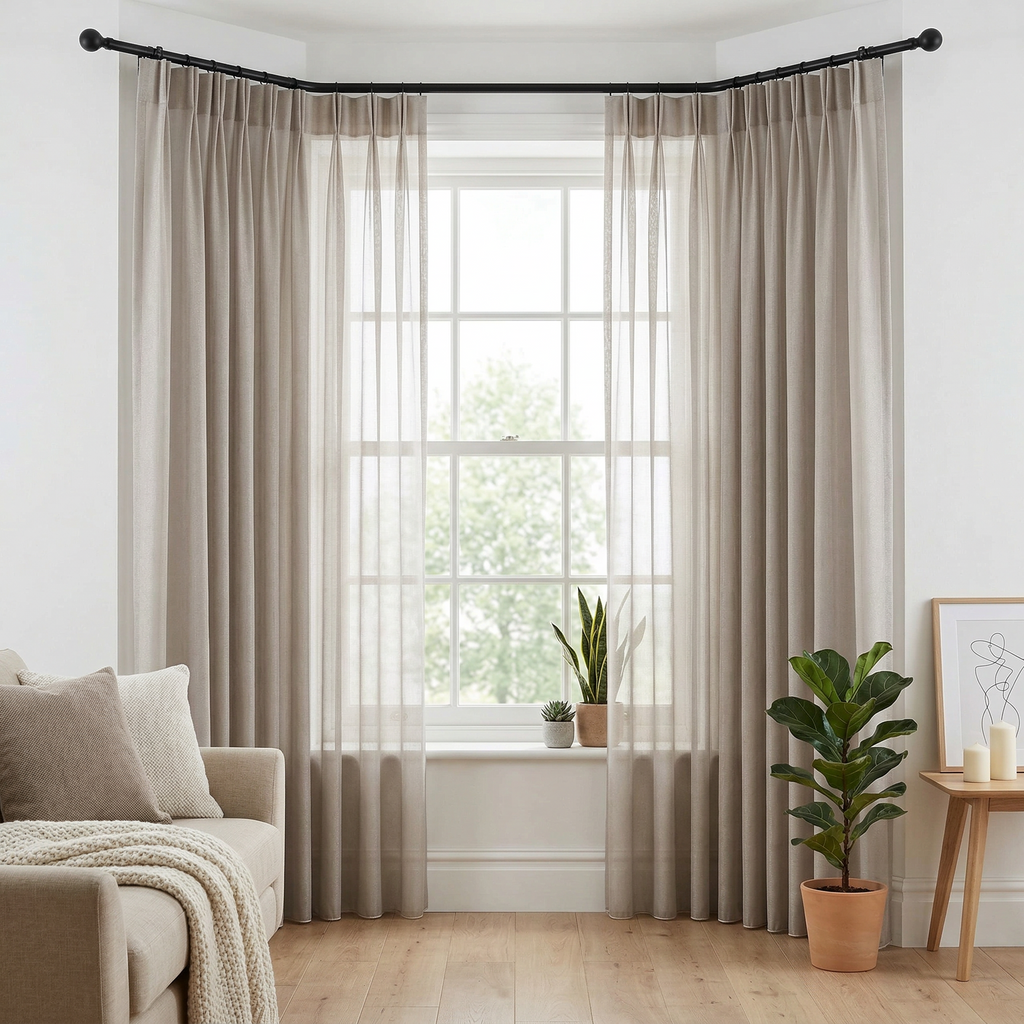 Textured Slub Tulle Semi Sheer Curtain