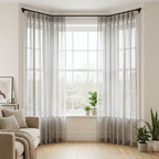 Square Grid Linen Effect Net Curtains