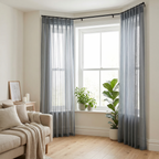 Square Grid Linen Effect Net Curtains