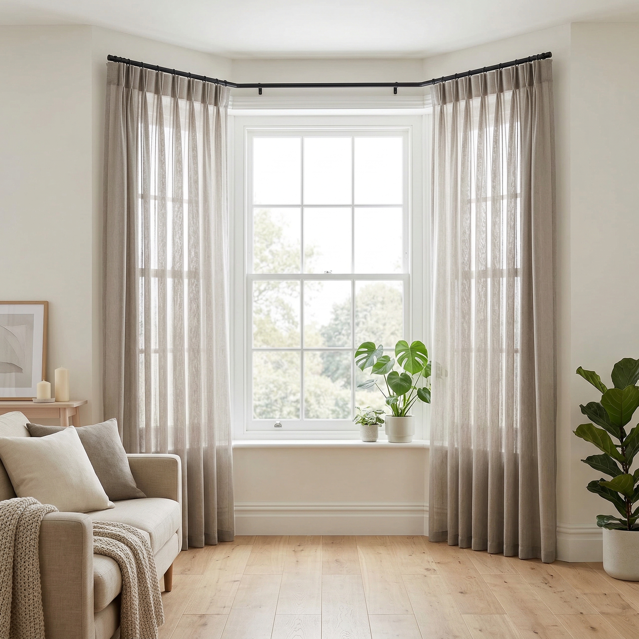 Soft Wave Effect Linen Cotton Sheer Curtains