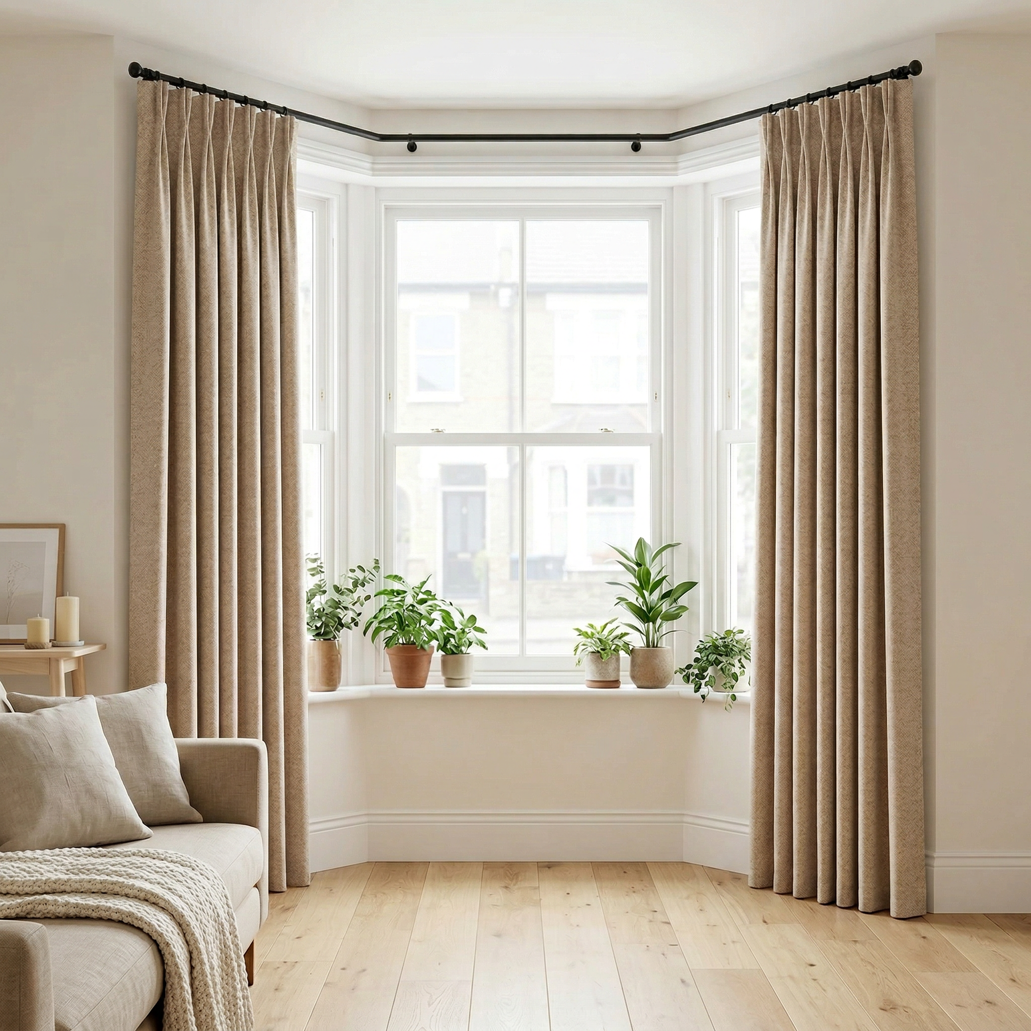 Natural Oatmeal Herringbone Linen Blend Cotton Curtains